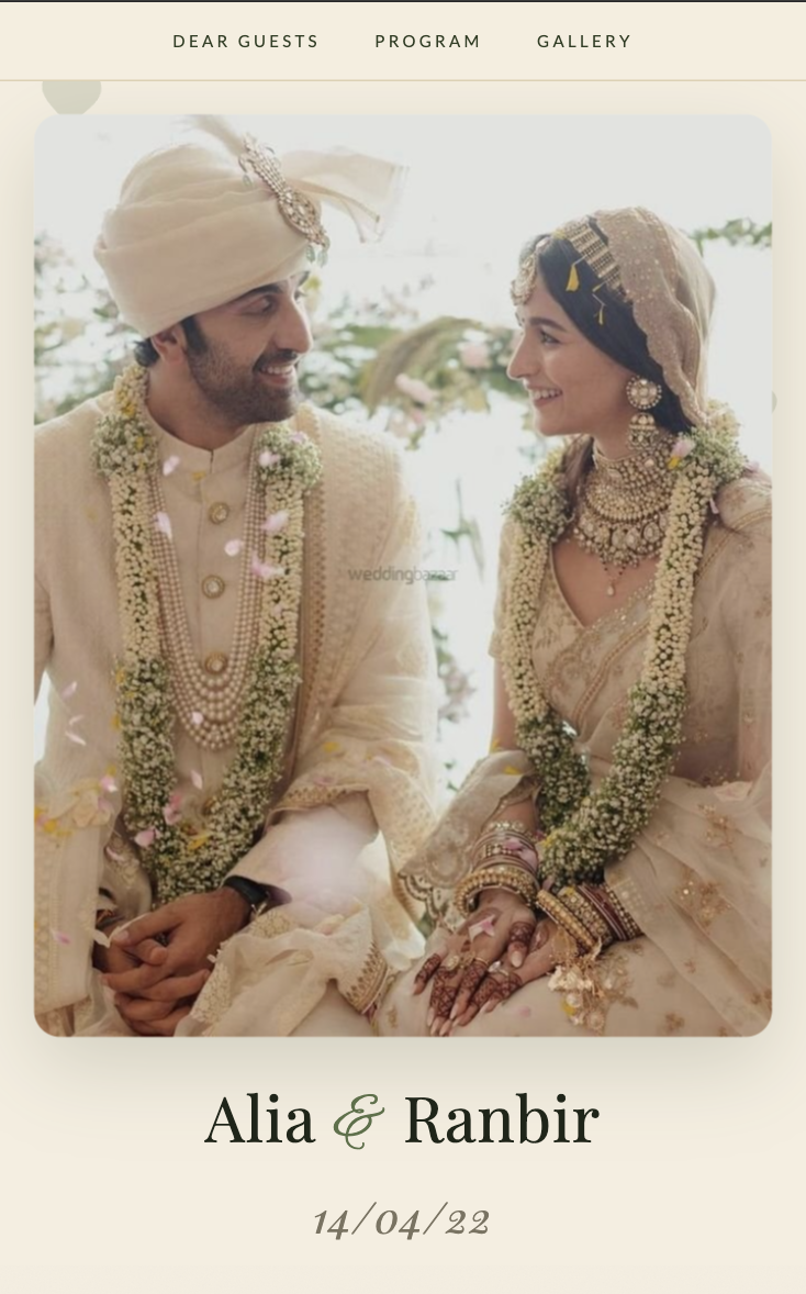 Warm Sand wedding website template